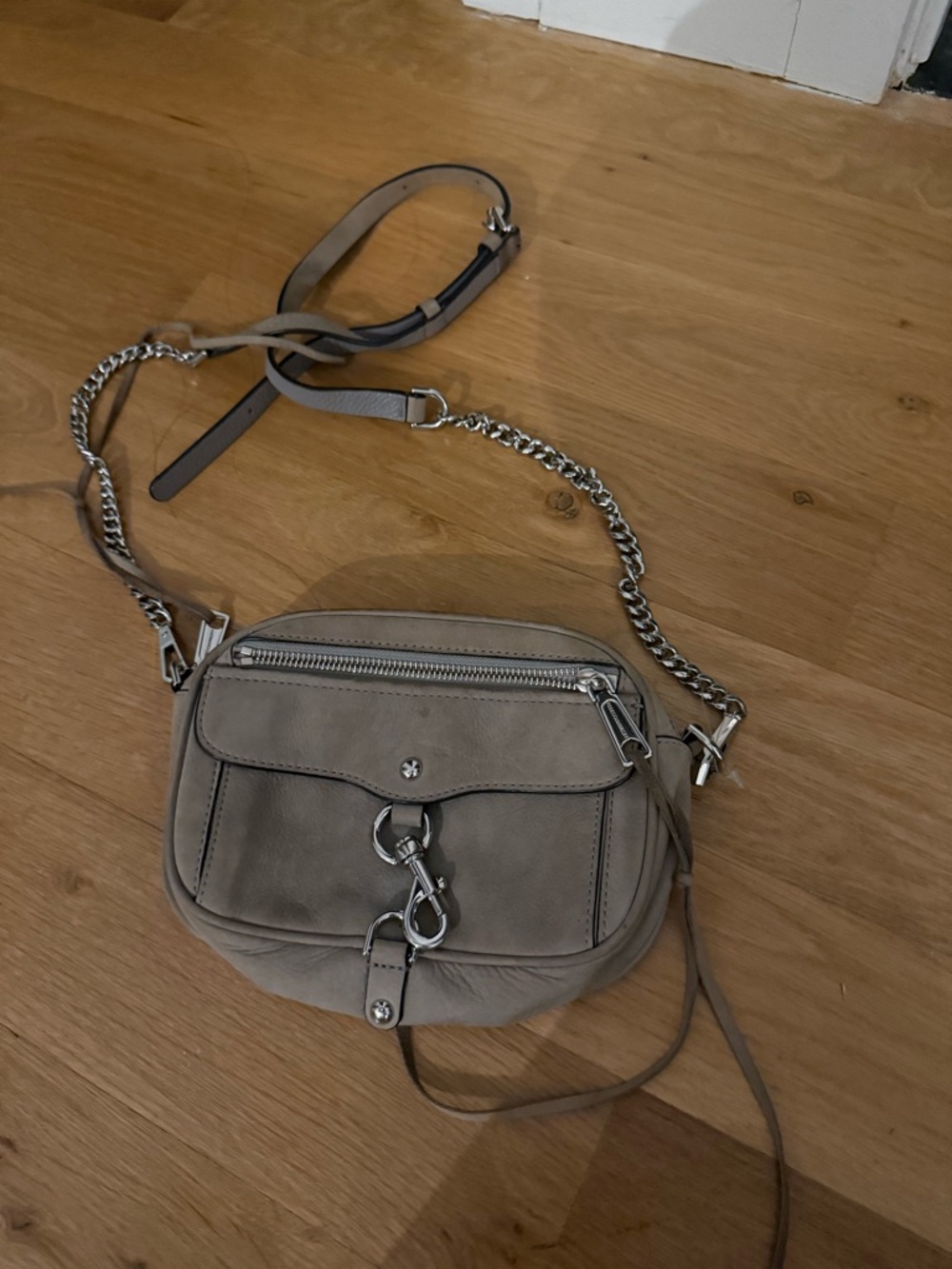 Rebecca Minkoff Light Gray Suede Crossbody Bag